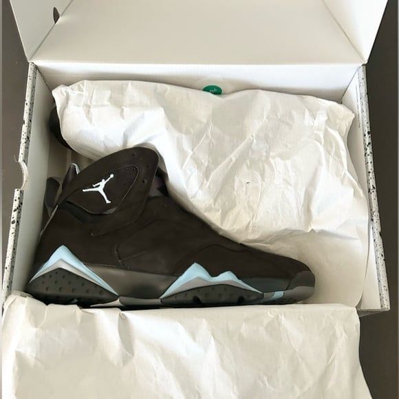 Air Jordan 7 Retro Black and Light Blue High Top Basketball Sneaker Nike Size 12 - Picture 4 of 11